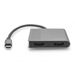 Digitus DA-70828 videokaapeli-adapteri 0,18 m USB Type-C 2 x HDMI Harmaa
