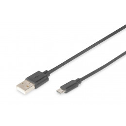 Digitus 1.8m, USB2.0-A USB2.0 micro-B USB-kaapeli 1,8 m USB A Micro-USB B Musta