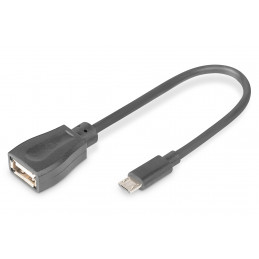 Digitus 0.2m, USB2.0 micro-B USB2.0-A USB-kaapeli 0,2 m Micro-USB B USB A Musta