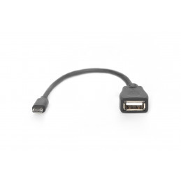 Digitus 0.2m, USB2.0 micro-B USB2.0-A USB-kaapeli 0,2 m Micro-USB B USB A Musta