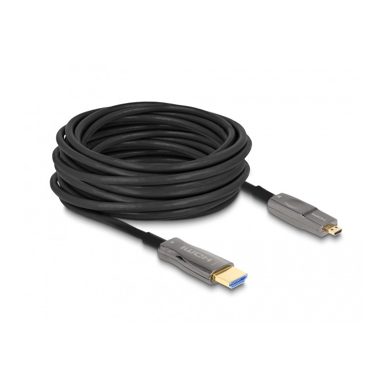 DeLOCK 86009 HDMI-kaapeli 25 m HDMI-tyyppi A (vakio) HDMI-tyyppi D (mikro) Musta, Harmaa