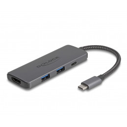 DeLOCK 87804 kannettavien tietokoneiden telakka ja porttitoistin Langallinen USB 3.2 Gen 1 (3.1 Gen 1) Type-C Harmaa