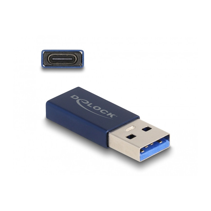 DeLOCK 60049 kaapelin sukupuolenvaihtaja USB C USB A Sininen