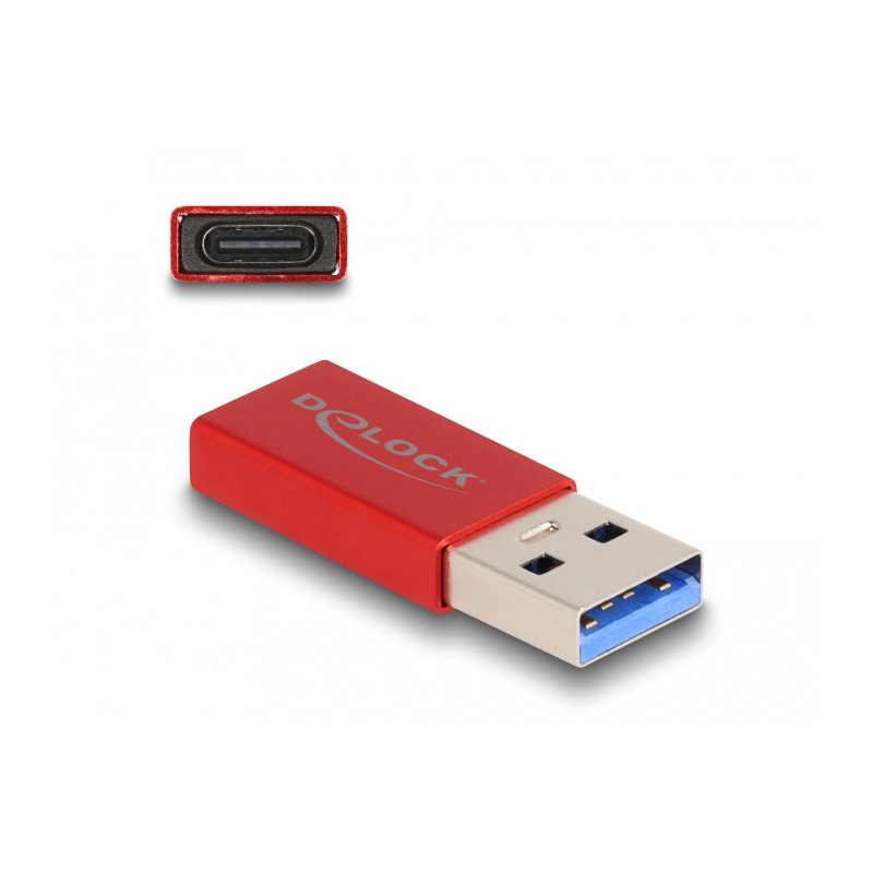 DeLOCK 60044 kaapelin sukupuolenvaihtaja USB C USB A Punainen