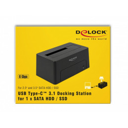 DeLOCK 63958 tallennusaseman telakointiasema USB 3.2 Gen 2 (3.1 Gen 2) Type-C Musta