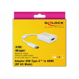 DeLOCK 63937 videokaapeli-adapteri 0,1 m USB Type-C HDMI Valkoinen