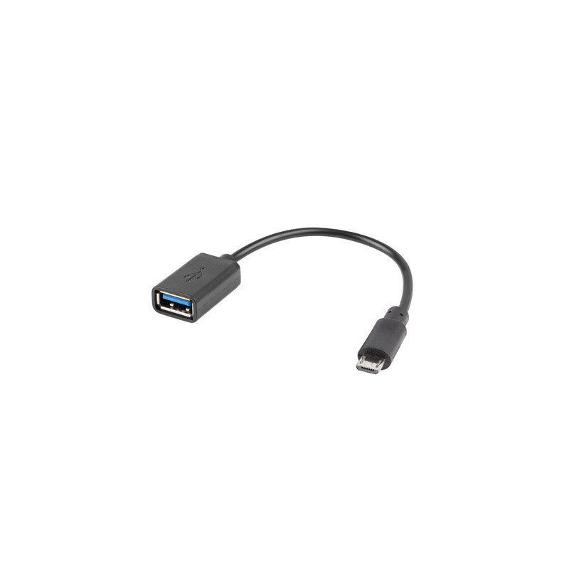Lanberg AD-OTG-UM-01 USB-kaapeli 0,15 m USB 2.0 Micro-USB A USB A Musta