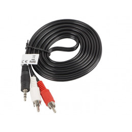 Lanberg CA-MJRC-10CC-0020-BK audiokaapeli 2 m 3.5mm RCA Musta, Punainen, Valkoinen