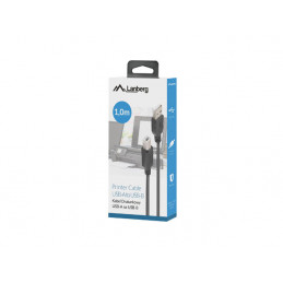 Lanberg CA-USBA-15CU-0010-BK USB-kaapeli 1 m USB 2.0 USB B Musta