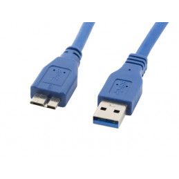 Lanberg CA-US3M-10CC-0030-B USB-kaapeli 3 m Micro-USB A USB A Sininen