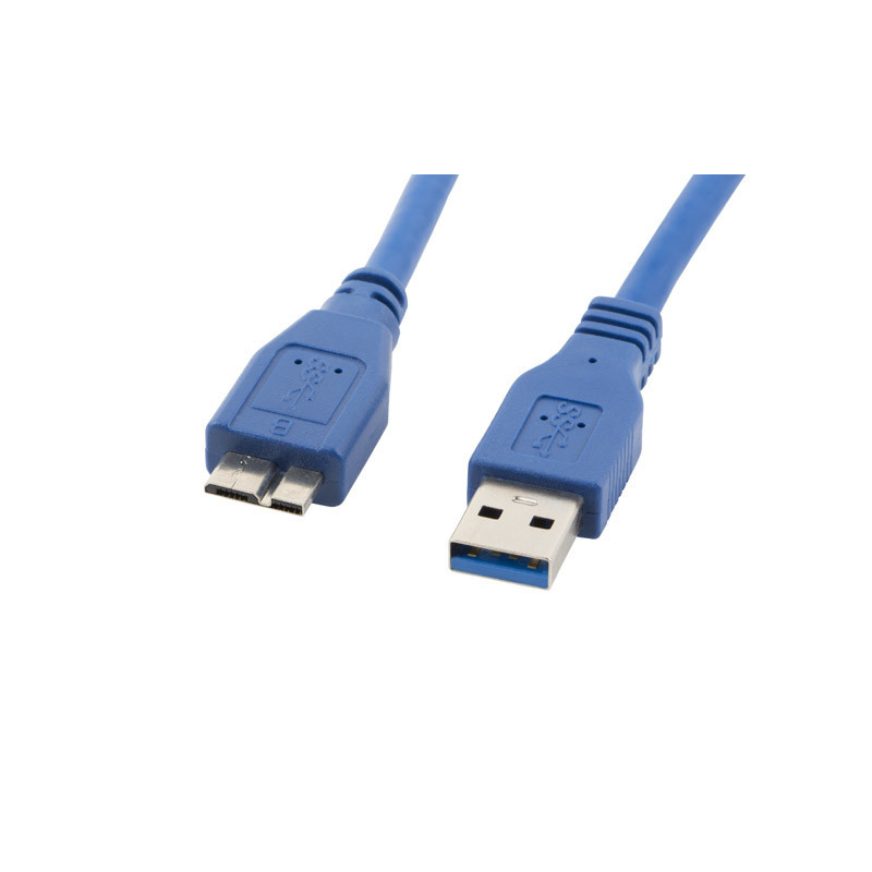 Lanberg CA-US3M-10CC-0030-B USB-kaapeli 3 m Micro-USB A USB A Sininen