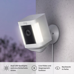 Ring Spotlight Cam Plus Plug-in White EU Laatikko IP-turvakamera Ulkona 1920 x 1080 pikseliä Katto seinä