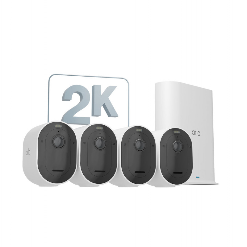 Arlo Pro 5 2K Ulko-valvontakamera, 4-pack valkoinen