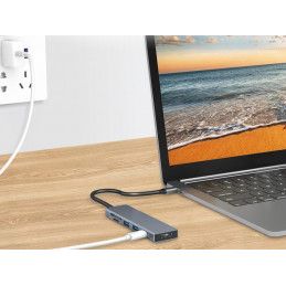 Conceptronic DONN23G kannettavien tietokoneiden telakka ja porttitoistin Langallinen USB 3.2 Gen 1 (3.1 Gen 1) Type-C Harmaa