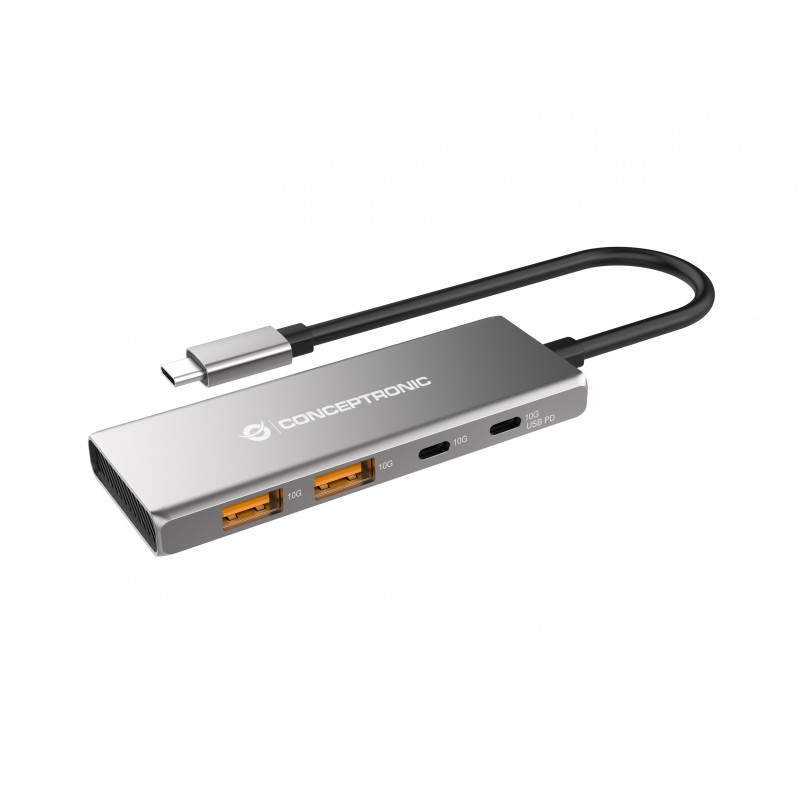 Conceptronic HUBBIES15G keskitin USB 3.2 Gen 2 (3.1 Gen 2) Type-C 10000 Mbit s Harmaa