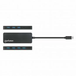 Manhattan 168410 keskitin USB Type-C 5000 Mbit s Musta