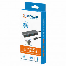 Manhattan 168410 keskitin USB Type-C 5000 Mbit s Musta