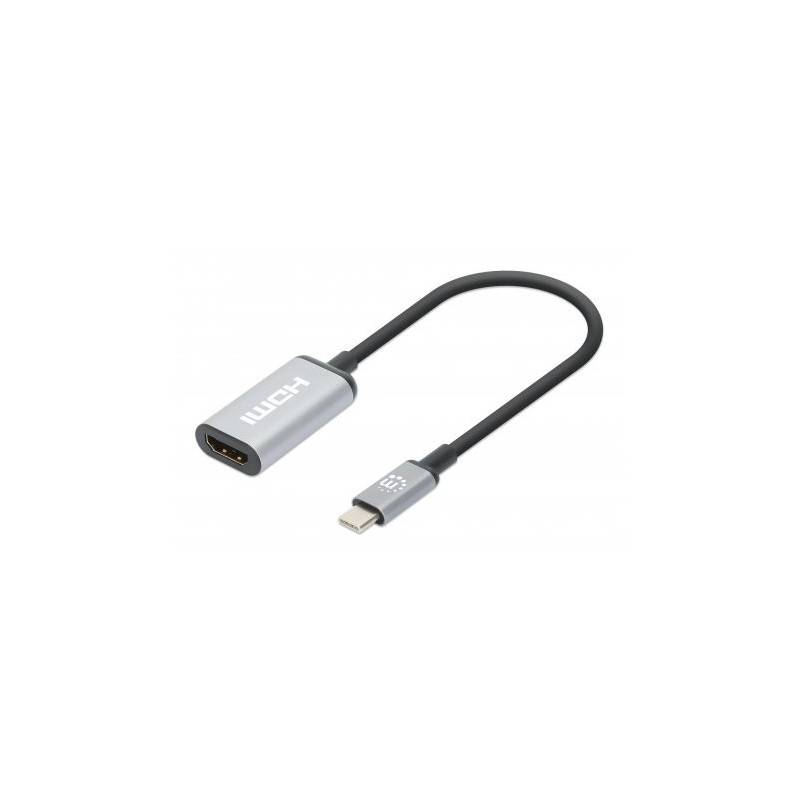Manhattan 153706 videokaapeli-adapteri 0,15 m USB Type-C HDMI Musta, Hopea