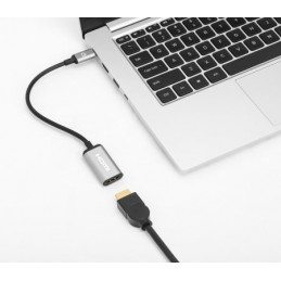 Manhattan 153706 videokaapeli-adapteri 0,15 m USB Type-C HDMI Musta, Hopea