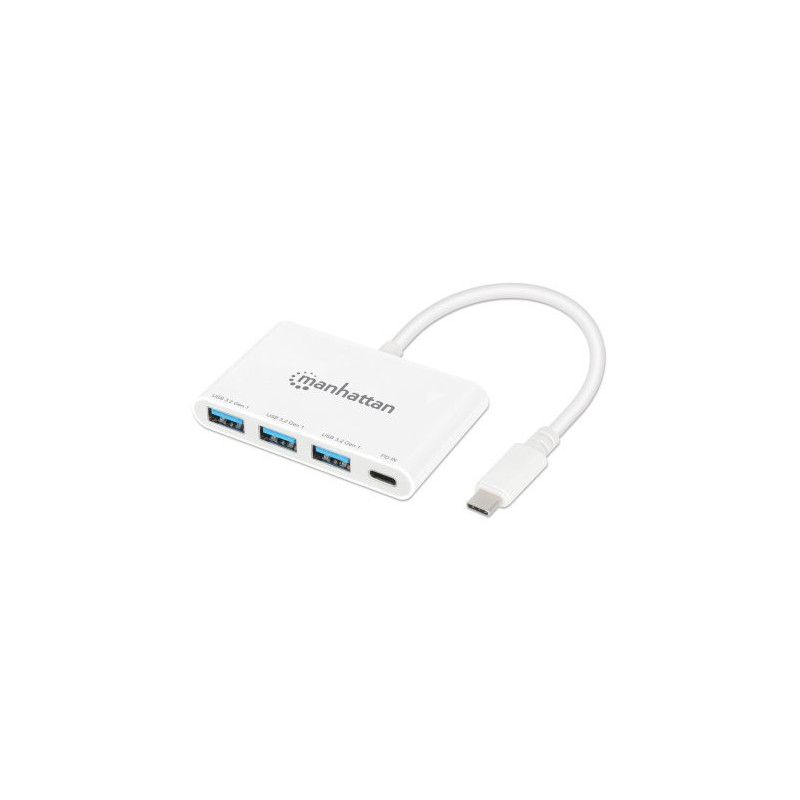 Manhattan 168434 keskitin USB 3.2 Gen 1 (3.1 Gen 1) Type-C 5000 Mbit s Valkoinen