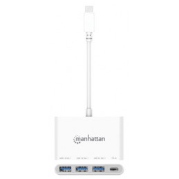 Manhattan 168434 keskitin USB 3.2 Gen 1 (3.1 Gen 1) Type-C 5000 Mbit s Valkoinen