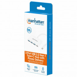 Manhattan 168434 keskitin USB 3.2 Gen 1 (3.1 Gen 1) Type-C 5000 Mbit s Valkoinen