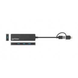 Manhattan 180863 keskitin USB 3.2 Gen 1 (3.1 Gen 1) Type-A + Type-C 5000 Mbit s Musta