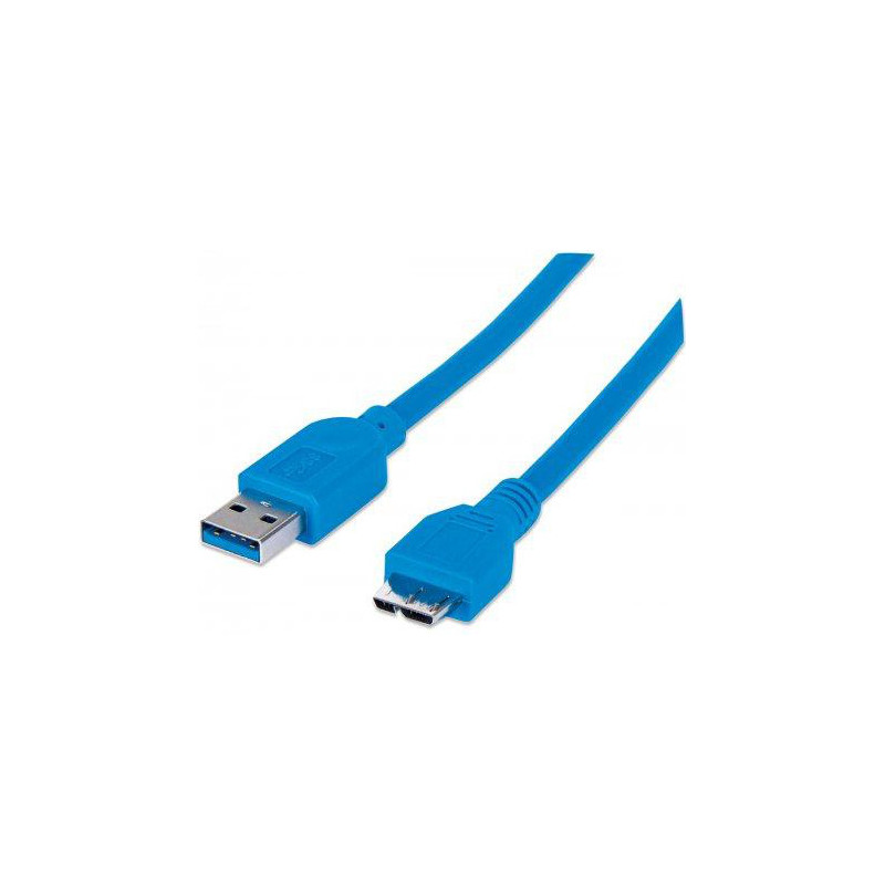 Manhattan USB 3.0, A Micro-B, 1 m USB-kaapeli USB 3.2 Gen 1 (3.1 Gen 1) USB A Micro-USB B Sininen