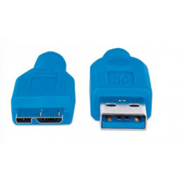 Manhattan USB 3.0, A Micro-B, 1 m USB-kaapeli USB 3.2 Gen 1 (3.1 Gen 1) USB A Micro-USB B Sininen