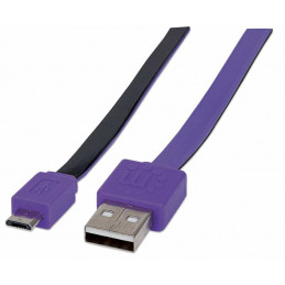 Manhattan 391368 USB-kaapeli 1 m USB 2.0 USB A Micro-USB B Musta, Purppura