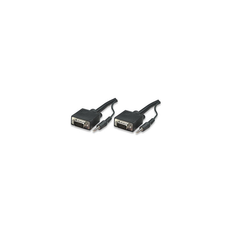 Manhattan SVGA Audio Cable 4,5 m VGA (D-Sub) + 3.5mm Musta
