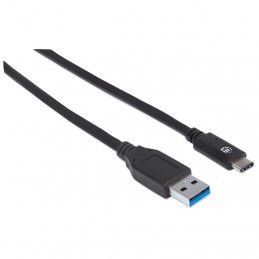 Manhattan 353373 USB-kaapeli 1 m USB 3.2 Gen 2 (3.1 Gen 2) USB A USB C Musta