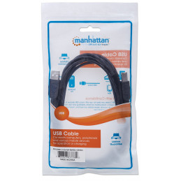 Manhattan USB A USB B 1m USB-kaapeli USB 2.0 Musta