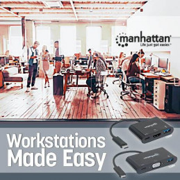 Manhattan 152044 USB grafiikka-adapteri 1920 x 1200 pikseliä Musta