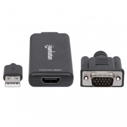 Manhattan 152426 videokaapeli-adapteri 1 m USB Type-A + VGA (D-Sub) HDMI Musta