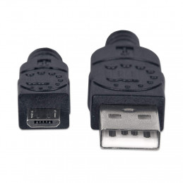 Manhattan 307178 USB-kaapeli 1,8 m USB 2.0 USB A Micro-USB B Musta