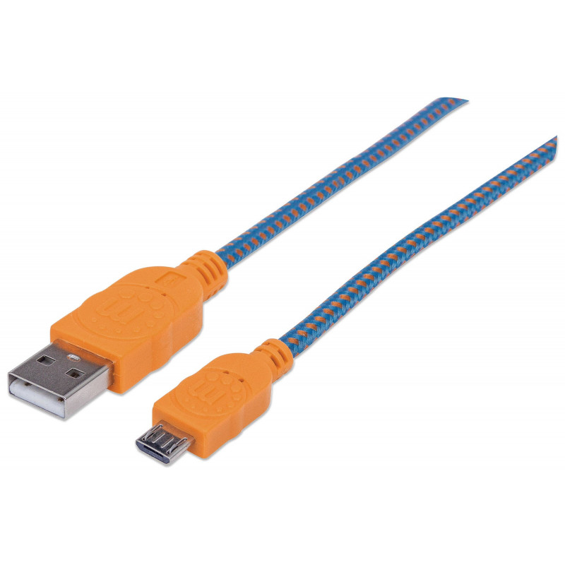 Manhattan 394024 USB-kaapeli 1 m USB 2.0 USB A Micro-USB B Sininen