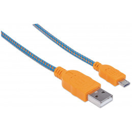 Manhattan 394024 USB-kaapeli 1 m USB 2.0 USB A Micro-USB B Sininen