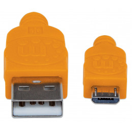 Manhattan 394024 USB-kaapeli 1 m USB 2.0 USB A Micro-USB B Sininen