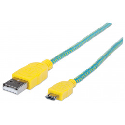 Manhattan 352703 USB-kaapeli 1,8 m USB 2.0 USB A Micro-USB B Vihreä, Keltainen