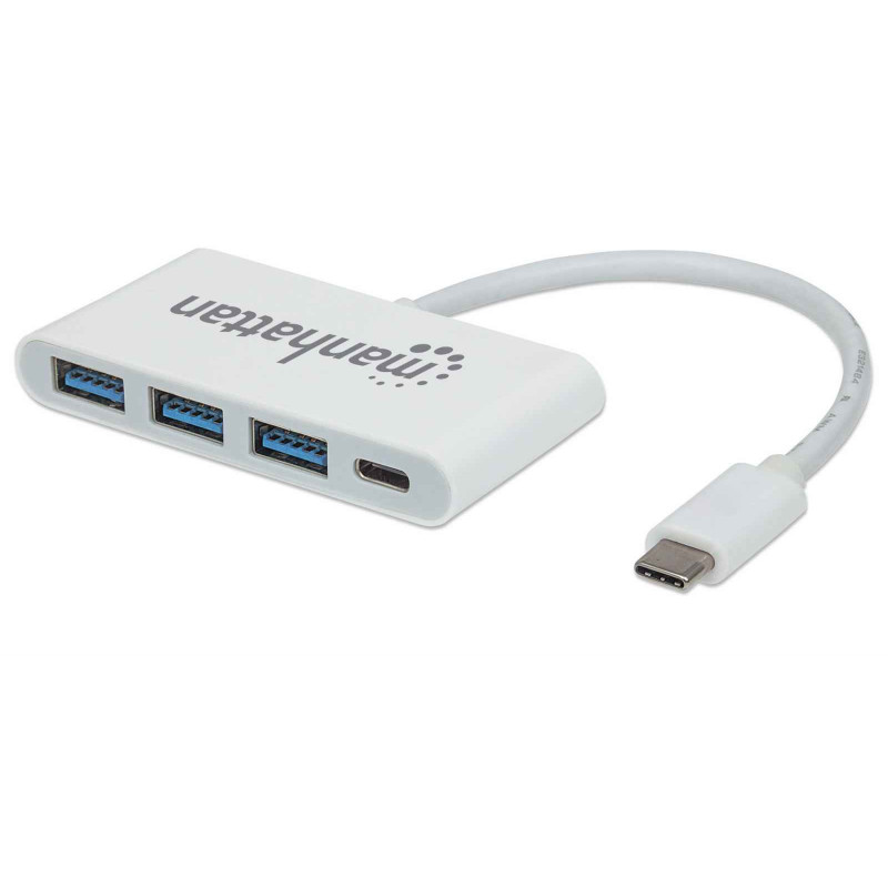 Manhattan 163552 keskitin USB 3.2 Gen 1 (3.1 Gen 1) Type-C 5000 Mbit s Valkoinen