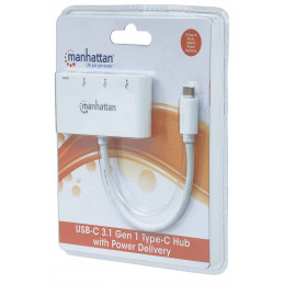 Manhattan 163552 keskitin USB 3.2 Gen 1 (3.1 Gen 1) Type-C 5000 Mbit s Valkoinen