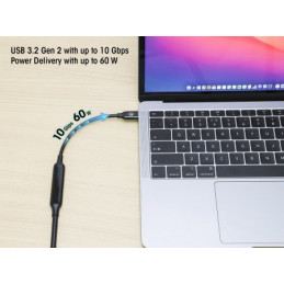 Manhattan 355964 USB-kaapeli 3 m USB 3.2 Gen 2 (3.1 Gen 2) USB C Musta