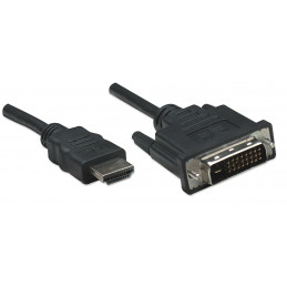 Manhattan 322782 videokaapeli-adapteri 1 m HDMI-tyyppi A (vakio) DVI-D Musta