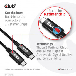 CLUB3D USB4 Gen3x2 Type-C Bi-Directional Cable 8K60Hz, Data 40Gbps, PD 240W(48V 5A) EPR M M 2m   6.56ft