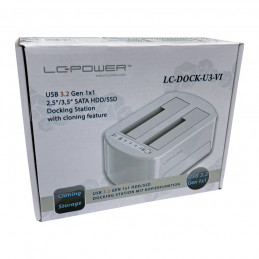 LC-Power LC-DOCK-U3-VI tallennusaseman telakointiasema USB 3.2 Gen 1 (3.1 Gen 1) Type micro-B Valkoinen
