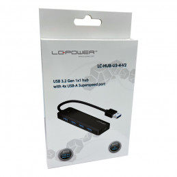 LC-Power LC-HUB-U3-4-V2 keskitin USB 3.2 Gen 1 (3.1 Gen 1) Type-A 5 Mbit s Musta