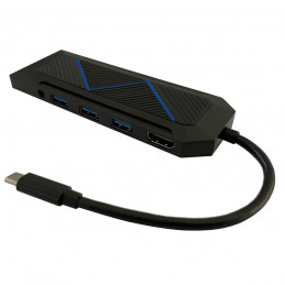 LC-Power LC-HUB-C-MULTI-6-RGB keskitin USB 3.2 Gen 2 (3.1 Gen 2) Type-C 5000 Mbit s Musta