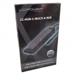 LC-Power LC-HUB-C-MULTI-6-RGB keskitin USB 3.2 Gen 2 (3.1 Gen 2) Type-C 5000 Mbit s Musta