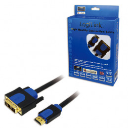 LogiLink CHB3102 videokaapeli-adapteri 2 m HDMI DVI-D Musta, Sininen